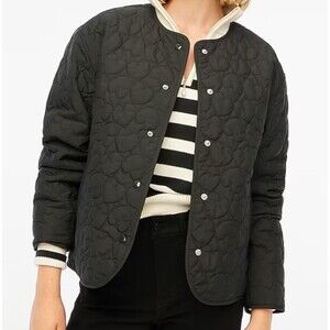 J. Crew Lightweight Quilted Heart Jacket Black XL New NWT